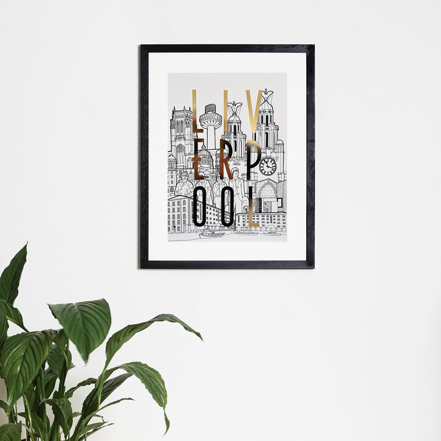 Reyt Good Illustration - Liverpool Cityscape (Gold Foil)